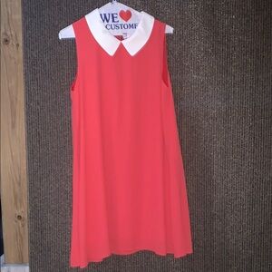 Aggie Sleeveless Coral Dress with White Collar
